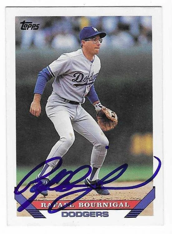 RAFAEL BOURNIGAL 1993 TOPPS AUTOGRAPHED SIGNED # 651 LOS ANGELES DODGERS - Image 1 of 1