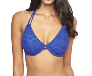Freya Underwired Bandless Support Halter Bra Bikini Top Swimwear Blue 36 F - Picture 1 of 4