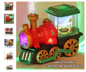 KidsMind Electric Steam Train Toy- w/ Smoke, Light and Sound- Toddler boy/girl - Picture 1 of 8
