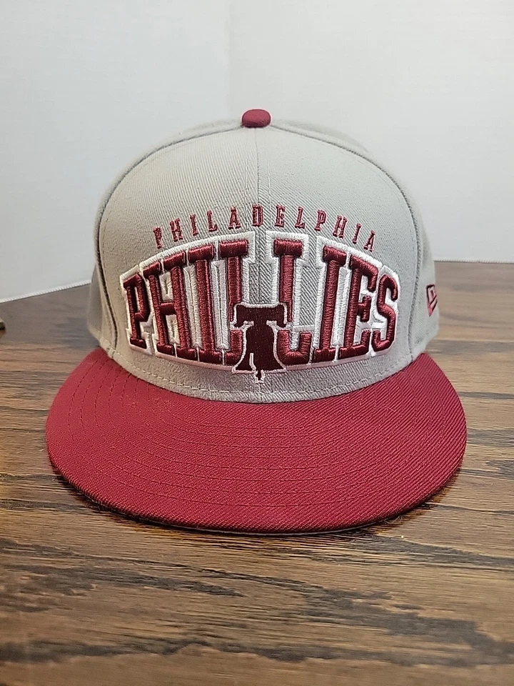 Philadelphia Phillies Hat Cap Wool New Era 59Fifty Size 7 1/8 MLB Fitted Sticker - Image 1 of 4