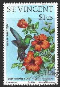 St Vincent, Scott #469, $1.25 Bird and Flowers, Used - Picture 1 of 1