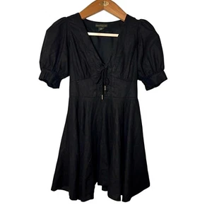 House of Harlow Linen Lagenlook Black Y2K Renaissance Corset Witchy Whimsygoth 4 - Picture 1 of 12