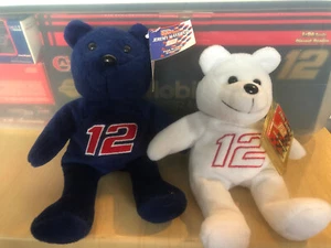 LOT of 2 JEREMY MAYFIELD NASCAR Plush Driver Bear - 1 BLUE & 1 WHITE - Picture 1 of 6