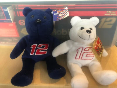 LOTE de 2 Osos Driver de Peluche Jeremy Mayfield NASCAR - 1 AZUL Y 1 BLANCO Foto 1 de 4