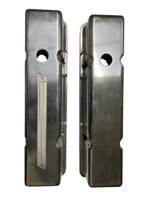 Vintage Edelbrock POLISHED Aluminum Valve Covers Chevy Small Block  - Image 1 of 3