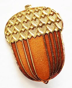 Broche Hallmark PIN Acción de Gracias Vintage Roble Nuez de Bellota con Corazones Cloisonne 1979 - Imagen 1 de 2