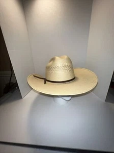 Tony Lama 10X Paja de Panamá 100% Cinta de Vaquero Corbata Sombrero Occidental Dos Tonos Talla 7 1/4 - Imagen 1 de 7