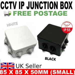 CAJA DE CONEXIONES RESISTENTE A LA INTEMPERIE/IMPERMEABLE IP65 NEGRO/BLANCO PARA CCTV ELÉCTRICO EXTERIOR - Imagen 1 de 3