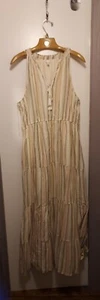 Maxi abito Lauren Conrad taglia XL a righe a più livelli boho country pioneer completamente foderato - Foto 1 di 7