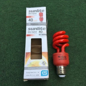 Sunlite 40 Watt Colored Mini Spiral 8000 Hours, Medium Base, Red - Picture 1 of 5
