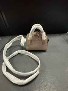 COACH CR209 Andrea Mini Carryall Croc leather bag/Stone Brown/$398/NWT - Picture 1 of 12
