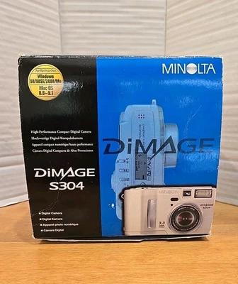 Juego de cámara digital Minolta Dimage S304 3,3 mp probado con cargador eléctrico funciona Foto 1 de 4