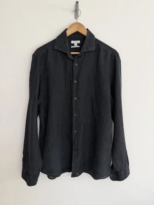 Camisa Reiss “Ruban” Manga Larga Lino Negra Grande Calce Regular Foto 1 de 4