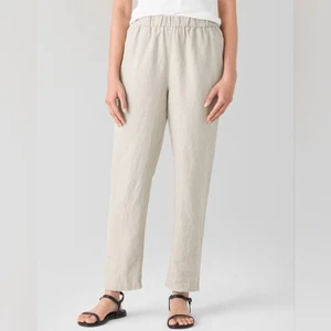 Eileen Fisher beige Leinenhose mit weitem Bein Größe M - Bild 1 von 4