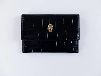 ALEXANDER MCQUEEN череп черный крок эффект кожаный держатель карты подлинный - Изображение 1 из 4