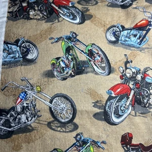 Motorcycle Brown Cotton Quilt Fabric 1/2 Yd X 40Maria Kalinowski Kanvas Studios - Picture 1 of 12