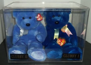 TY 14" Beanie Bear Buddies Clubby the Bear 1 & Clubby 2 1999 in plastic case - Picture 1 of 10