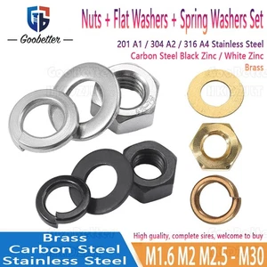 M1.6 M2 M2.5 M3 M4 M5 M6 M8 M10 - M30 Nuts Flat Washers and Spring Washers Set - Picture 1 of 77