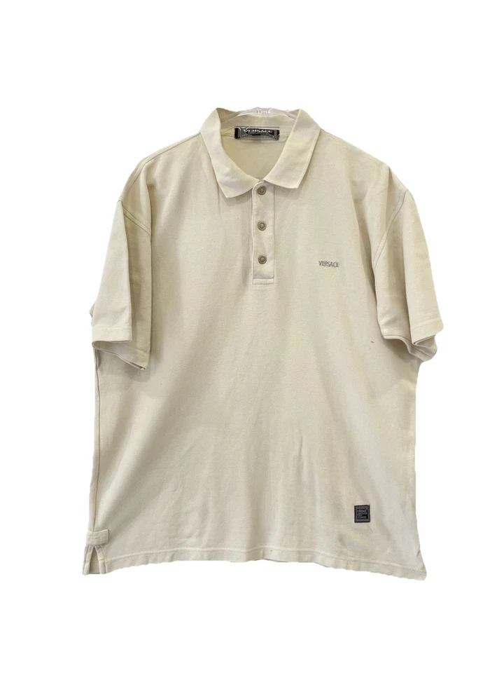Camisa polo de alta costura H72# Versace Jeans parche con logotipo beige Italia talla M (se adapta a L) rara Foto 1 de 4