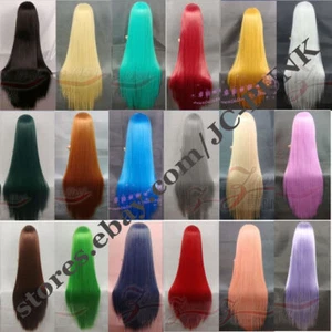 100cm/120cm Long Straight Heat Resistant Cosplay Fashion Wig 40"/47" - Picture 1 of 24