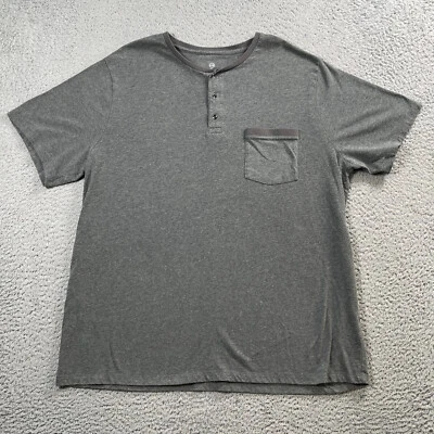 Рубашка мужская Harbor Bay Henley размер 2XL серая повседневная с коротким рукавом HB для больших парней - Изображение 1 из 4