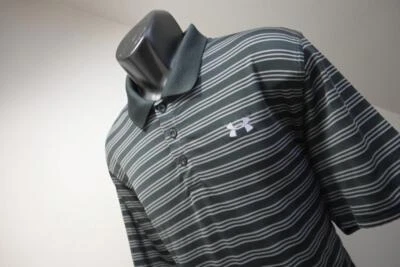 Camisa deportiva Under Armour polo de golf a rayas HeatGear rendimiento para hombre talla grande Foto 1 de 4