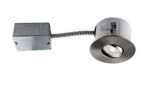 BAZZ Flex 3⅞" LEDBrushed Chrome Airtight Ic Eyeball Recessed Light Kit - Picture 1 of 4