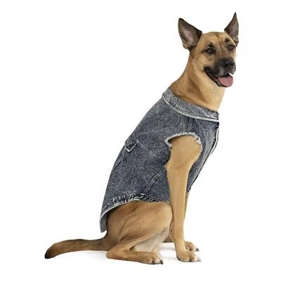Canada Pooch - Downtown Denim Dog Vest, Blue,  Size: 14, 13"-15" Back Length - Image 1 of 4
