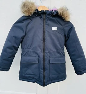 Lego Wear Down Jacket Coat with Fur Lined Hood Blue EUC - Picture 1 of 6