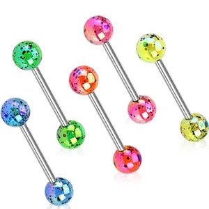 5pcs Aurora Borealis Splash Tongue Rings Tounge Barbells Wholesale Body Jewelry - Picture 1 of 1
