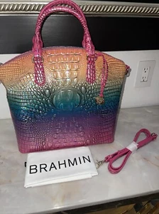 NWT $395 Brahmin Duxbury Horizon Ombre Melbourne Purple green orange Pink - Picture 1 of 10