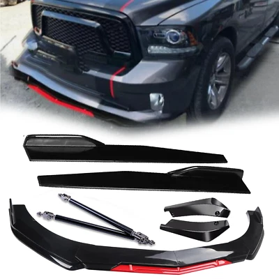 For Dodge Ram 1500 Front Rear Bumper Lip Spoiler Splitter Body Kits Glossy Black - Image 1 of 4