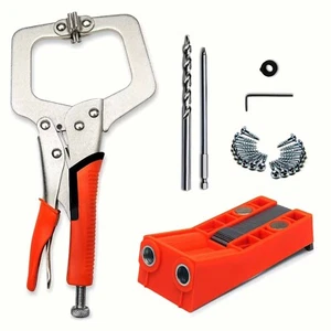 Pocket Hole Jig Kit, Woodworking Screw Jig Clamp Square Driver Bit Hex Wrench - Picture 1 of 7