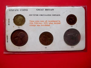 GB COIN SET From Oxfam 1971 5 Coins inc 1961 Half Crown - Picture 1 of 3