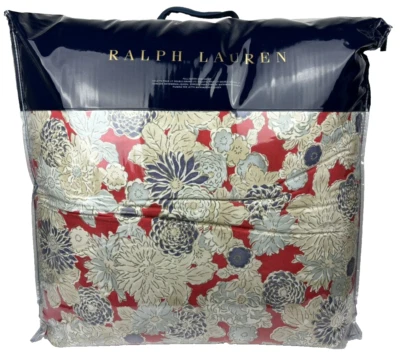 RALPH LAUREN QUEEN FULL Comforter Remy Floral Red Multicolor 100% Cotton - Image 1 of 4