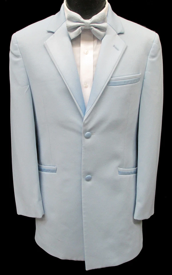 Light Carolina Sky Blue Tuxedo Jacket Retro Prom Halloween Cosplay Disco Vintage - Image 1 of 3
