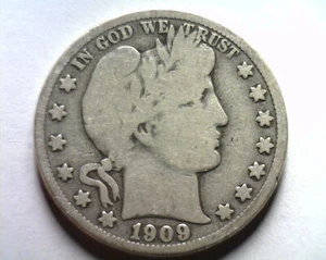 1909-S MEDIO DÓLAR BARBERO BUENO/MUY BUENO G/EN MUY BUEN ESTADO BONITAS MONEDAS ORIGINALES BOBS MONEDAS - Imagen 1 de 2