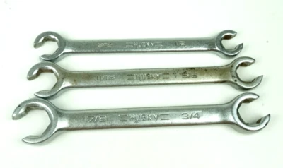 Husky 1/2" a 7/8" 6 Pt SAE Juego de llaves de línea de tuerca acampanada EE. UU. 3 piezas de colección Foto 1 de 4