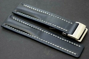 Correa de reloj para Breitling Navitimer cierre desplegable con correa de piel de becerro 24/22 mm negro - Imagen 1 de 5
