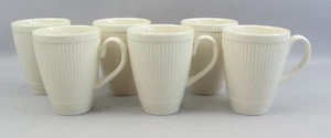 Wedgwood WINDSOR Coffee Mugs Cups x 6 Cream Ivory Ribbed 4" - Picture 1 of 7