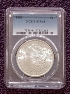 Dólar Morgan 1885, graduación profesional MS64, brillante con efecto blanco explosivo - Imagen 1 de 4