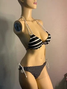 Hula Honey women’s swimwear sets and separates bikini Tankini black white S M jr - Picture 1 of 18
