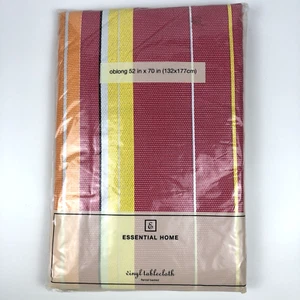 NIP VTG Kmart Essential Home Vinyl Tablecloth Oblong 52x70 Orange Red Yellow - Picture 1 of 8