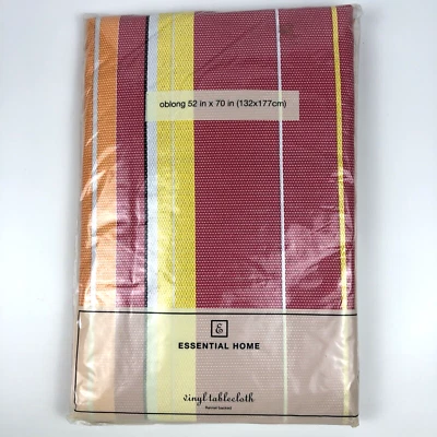 NIP VTG Kmart Essential Home Vinyl Tablecloth Oblong 52x70 Orange Red Yellow - Image 1 of 4