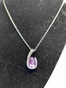 Collana cristallo zirconi goccia a strappo sospensione argento placcato platino regalo - Foto 1 di 9