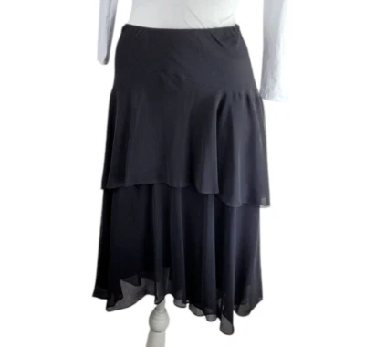 Alex Evenings Tiered Whimsigoth Fairy Witchy Skirt Womens S Black Asymmetrical - Image 1 of 4