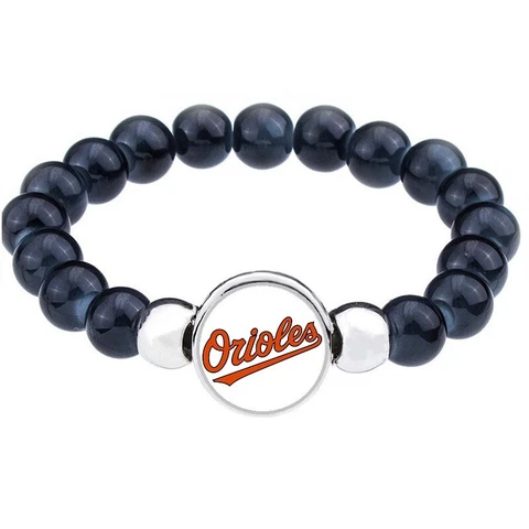 Baltimore Orioles Women's Mens Black Bead Chain Bracelet Jewelry D1 Cover
