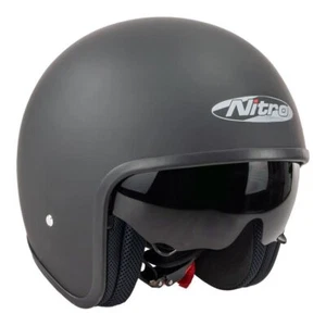 Nitro X606V Open Face Motorcycle Helmet Satin Black - Picture 1 of 5