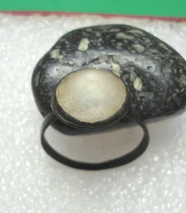 Ancient Roman Bronze Ring With Stone Original Authentic Antique Rare R884 - Picture 1 of 8