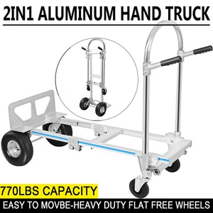 2in1 Aluminum Hand Truck Convertible Folding Dolly Platform Cart 770LBS Capacity - Picture 1 of 12
